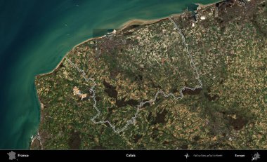 Calais. B uydusundaki görüntülerde Fransa 'nın idari bölgesinin ana hatları belirlenmiş.