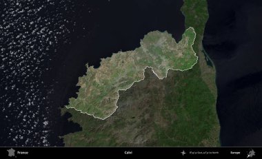 Calvi. Fransa 'nın idari alanı koyu renkli bir B uydusu görüntüsüyle vurgulandı ve özetlendi