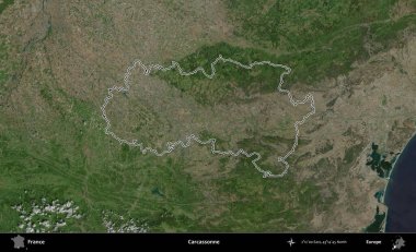 Carcassonne. B uydusundaki görüntülerde Fransa 'nın idari bölgesinin ana hatları belirlenmiş.