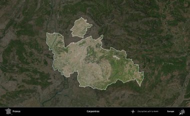 Marangozlar. Fransa 'nın idari alanı koyu renkli bir B uydusu görüntüsüyle vurgulandı ve özetlendi