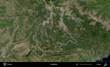 Castellane. B uydusundaki görüntülerde Fransa 'nın idari bölgesinin ana hatları belirlenmiş.