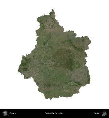Merkez-Val de Loire. Fransa 'nın idari bölgesi B uydusundaki görüntülerde beyaza izole edildi