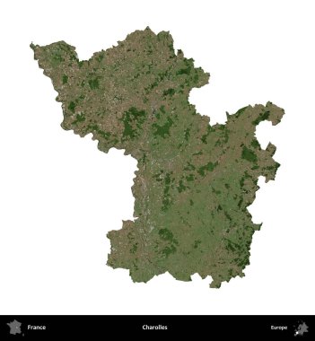 Charolles. Fransa 'nın idari bölgesi B uydusundaki görüntülerde beyaza izole edildi