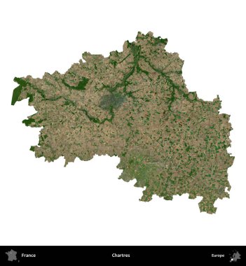 Chartres. Fransa 'nın idari bölgesi B uydusundaki görüntülerde beyaza izole edildi