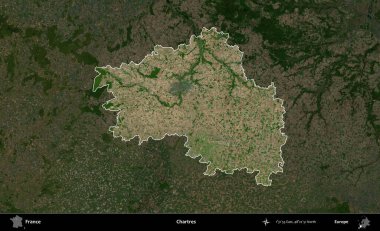 Chartres. Fransa 'nın idari alanı koyu renkli bir B uydusu görüntüsüyle vurgulandı ve özetlendi