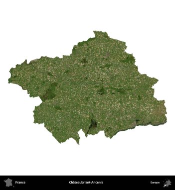 Chateaubriant-Ancenis. Fransa 'nın idari bölgesi B uydusundaki görüntülerde beyaza izole edildi