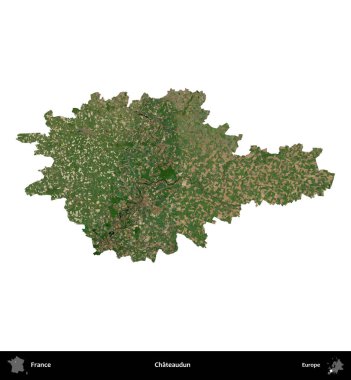 Chateaudun. Fransa 'nın idari bölgesi B uydusundaki görüntülerde beyaza izole edildi