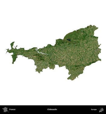 Chateaulin. Fransa 'nın idari bölgesi B uydusundaki görüntülerde beyaza izole edildi