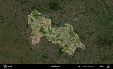 Chatellerault. Fransa 'nın idari alanı koyu renkli bir B uydusu görüntüsüyle vurgulandı ve özetlendi