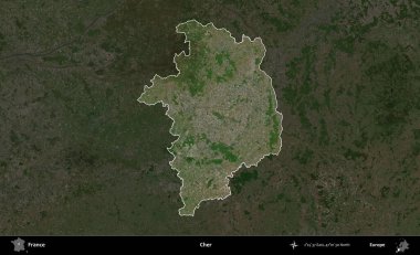 - Cher. Fransa 'nın idari alanı koyu renkli bir B uydusu görüntüsüyle vurgulandı ve özetlendi