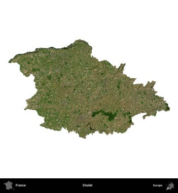 Cholet. Fransa 'nın idari bölgesi B uydusundaki görüntülerde beyaza izole edildi