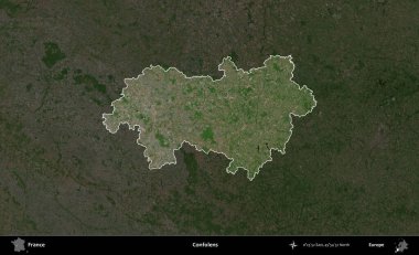 Confolens. Fransa 'nın idari alanı koyu renkli bir B uydusu görüntüsüyle vurgulandı ve özetlendi