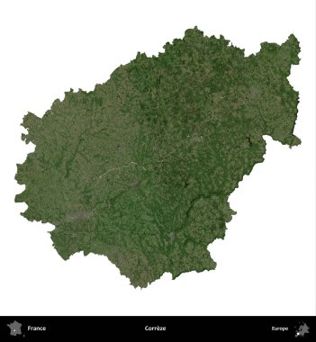 Correze. Fransa 'nın idari bölgesi B uydusundaki görüntülerde beyaza izole edildi