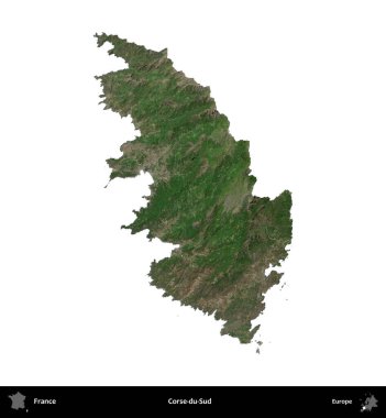 Corse-du-Sud. Fransa 'nın idari bölgesi B uydusundaki görüntülerde beyaza izole edildi