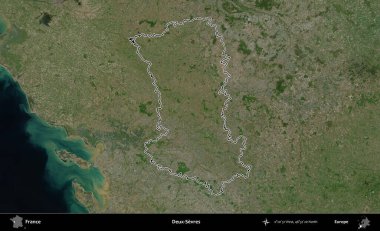 Deux-Sevres. B uydusundaki görüntülerde Fransa 'nın idari bölgesinin ana hatları belirlenmiş.