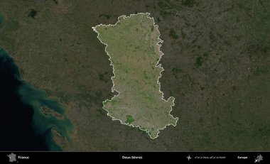 Deux-Sevres. Fransa 'nın idari alanı koyu renkli bir B uydusu görüntüsüyle vurgulandı ve özetlendi