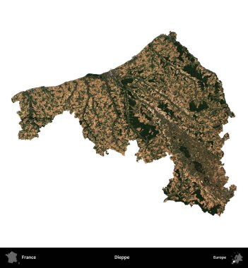 Dieppe. Fransa 'nın idari bölgesi B uydusundaki görüntülerde beyaza izole edildi