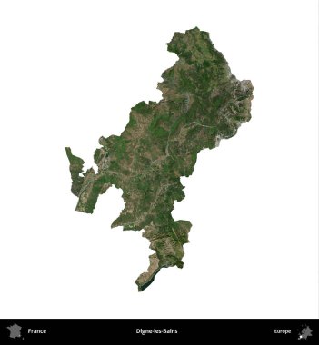 Digne-les-Bains. Fransa 'nın idari bölgesi B uydusundaki görüntülerde beyaza izole edildi