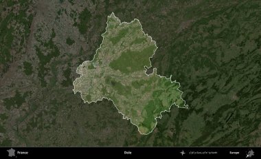 İşsizlik parası. Fransa 'nın idari alanı koyu renkli bir B uydusu görüntüsüyle vurgulandı ve özetlendi