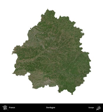 Dordogne. Fransa 'nın idari bölgesi B uydusundaki görüntülerde beyaza izole edildi