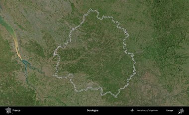 Dordogne. B uydusundaki görüntülerde Fransa 'nın idari bölgesinin ana hatları belirlenmiş.