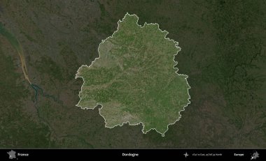 Dordogne. Fransa 'nın idari alanı koyu renkli bir B uydusu görüntüsüyle vurgulandı ve özetlendi