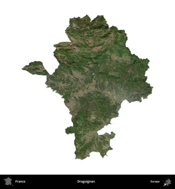 Draguignan. Fransa 'nın idari bölgesi B uydusundaki görüntülerde beyaza izole edildi