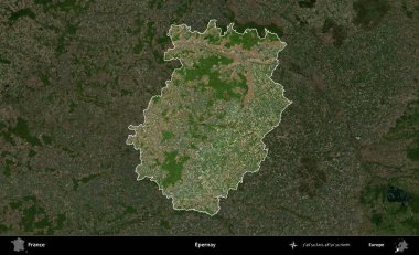 Epernay. Fransa 'nın idari alanı koyu renkli bir B uydusu görüntüsüyle vurgulandı ve özetlendi