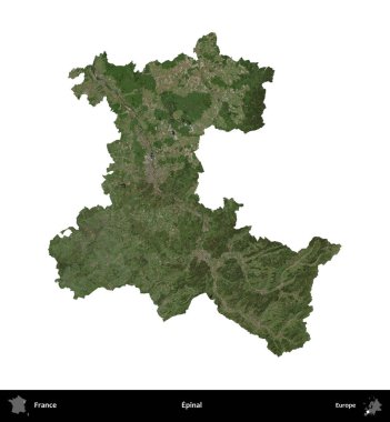 Epinal. Fransa 'nın idari bölgesi B uydusundaki görüntülerde beyaza izole edildi