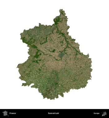 Eure-et-Loir. Fransa 'nın idari bölgesi B uydusundaki görüntülerde beyaza izole edildi