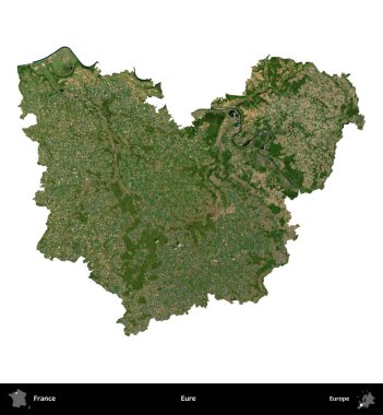 Eure. Fransa 'nın idari bölgesi B uydusundaki görüntülerde beyaza izole edildi