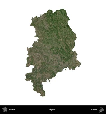 Figeac. Fransa 'nın idari bölgesi B uydusundaki görüntülerde beyaza izole edildi