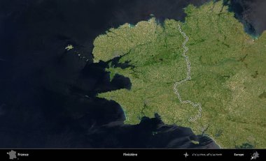 Finistere. B uydusundaki görüntülerde Fransa 'nın idari bölgesinin ana hatları belirlenmiş.