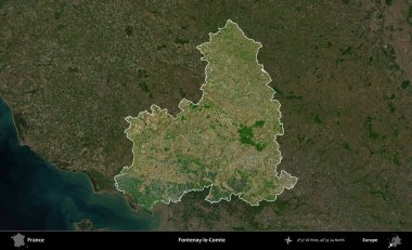 Fontenay-le-Comte. Fransa 'nın idari alanı koyu renkli bir B uydusu görüntüsüyle vurgulandı ve özetlendi