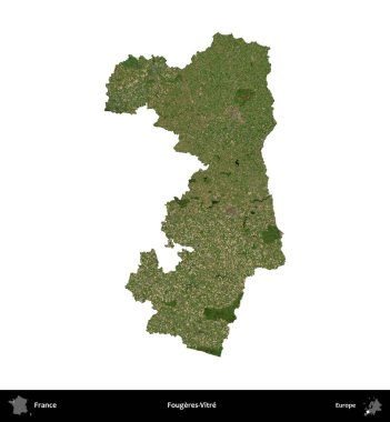 Fougeres-Vitre. Fransa 'nın idari bölgesi B uydusundaki görüntülerde beyaza izole edildi