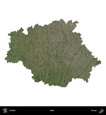 Gers. Fransa 'nın idari bölgesi B uydusundaki görüntülerde beyaza izole edildi