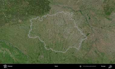 Gers. B uydusundaki görüntülerde Fransa 'nın idari bölgesinin ana hatları belirlenmiş.