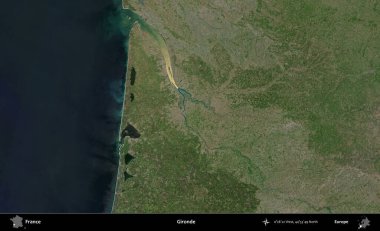 Gironde. B uydusundan alınan görüntülerde Fransa 'nın idari bölgesi