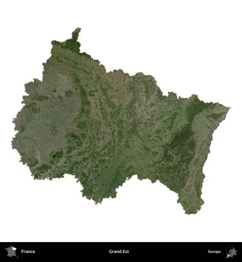 Grand Est. Fransa 'nın idari bölgesi B uydusundaki görüntülerde beyaza izole edildi