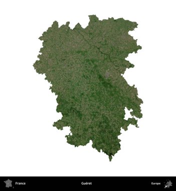 Gueret. Fransa 'nın idari bölgesi B uydusundaki görüntülerde beyaza izole edildi