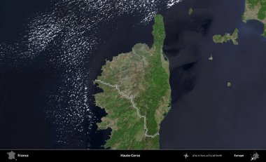 Haute-Corse. B uydusundaki görüntülerde Fransa 'nın idari bölgesinin ana hatları belirlenmiş.
