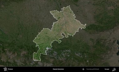Haute-Garonne. Fransa 'nın idari alanı koyu renkli bir B uydusu görüntüsüyle vurgulandı ve özetlendi