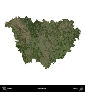 Haute-Loire 'da. Fransa 'nın idari bölgesi B uydusundaki görüntülerde beyaza izole edildi