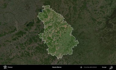 Haute-Marne. Fransa 'nın idari alanı koyu renkli bir B uydusu görüntüsüyle vurgulandı ve özetlendi