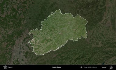 Haute-Saone. Fransa 'nın idari alanı koyu renkli bir B uydusu görüntüsüyle vurgulandı ve özetlendi