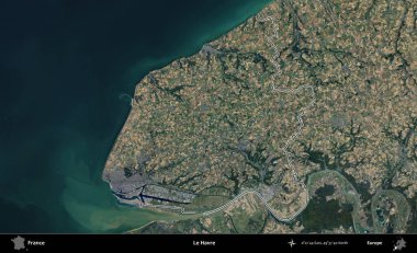 Le Havre. B uydusundaki görüntülerde Fransa 'nın idari bölgesinin ana hatları belirlenmiş.