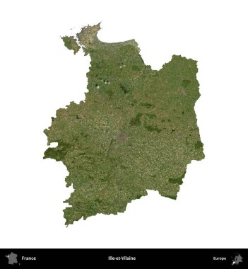 Ille-et-Vilaine. Fransa 'nın idari bölgesi B uydusundaki görüntülerde beyaza izole edildi