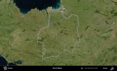 Ille-et-Vilaine. B uydusundaki görüntülerde Fransa 'nın idari bölgesinin ana hatları belirlenmiş.
