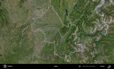 Isere. B uydusundaki görüntülerde Fransa 'nın idari bölgesinin ana hatları belirlenmiş.