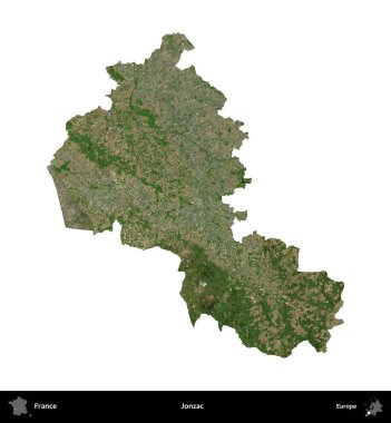 Jonzac. Fransa 'nın idari bölgesi B uydusundaki görüntülerde beyaza izole edildi